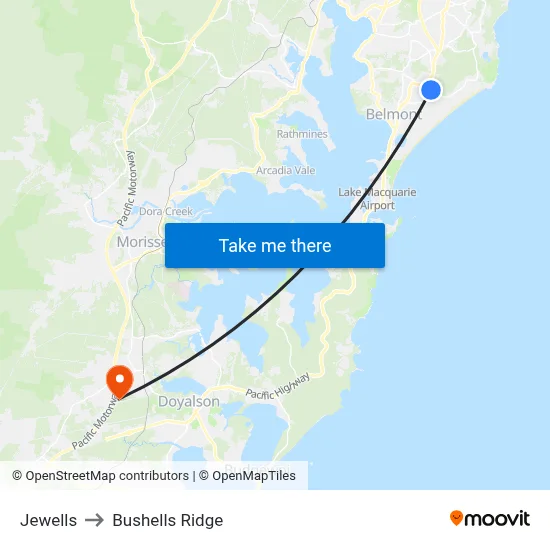 Jewells to Bushells Ridge map