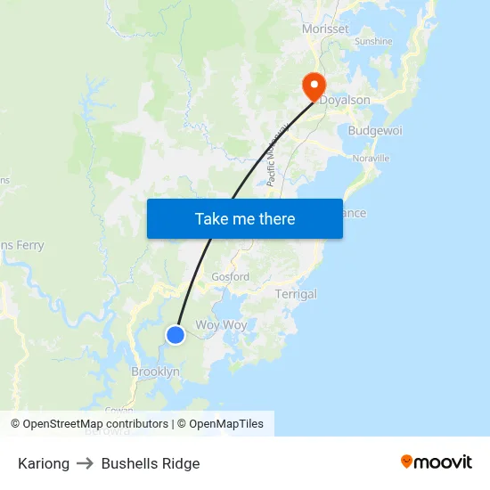 Kariong to Bushells Ridge map