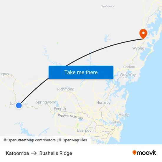 Katoomba to Bushells Ridge map
