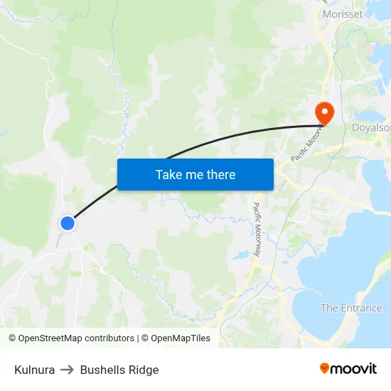 Kulnura to Bushells Ridge map