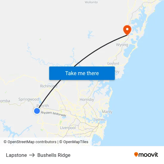 Lapstone to Bushells Ridge map