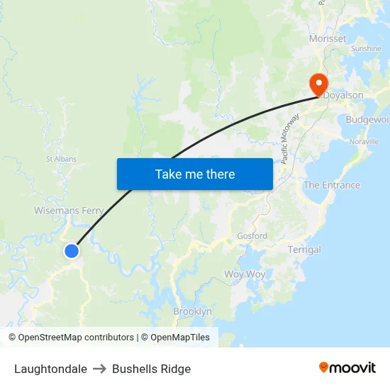 Laughtondale to Bushells Ridge map
