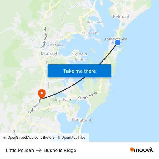 Little Pelican to Bushells Ridge map