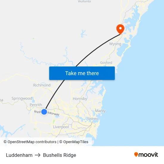 Luddenham to Bushells Ridge map