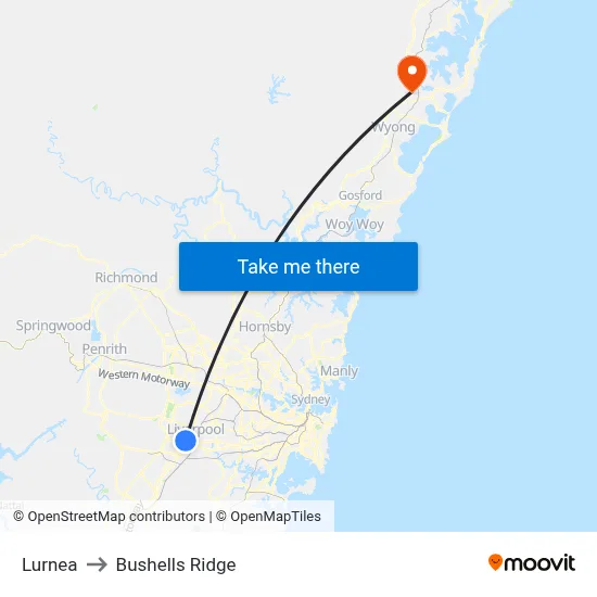 Lurnea to Bushells Ridge map