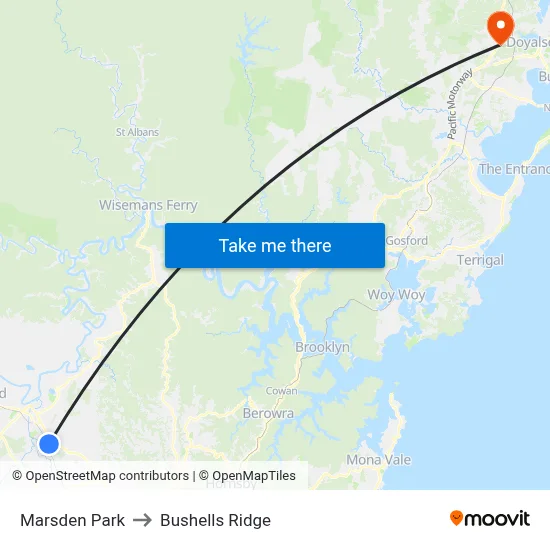 Marsden Park to Bushells Ridge map