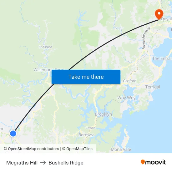 Mcgraths Hill to Bushells Ridge map