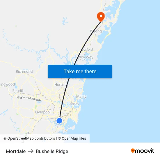 Mortdale to Bushells Ridge map