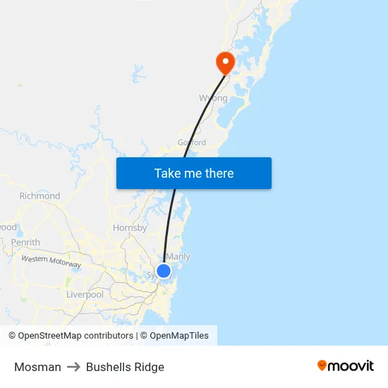 Mosman to Bushells Ridge map