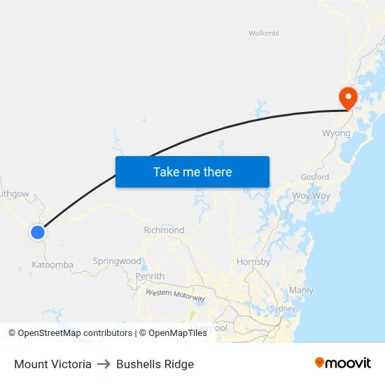 Mount Victoria to Bushells Ridge map
