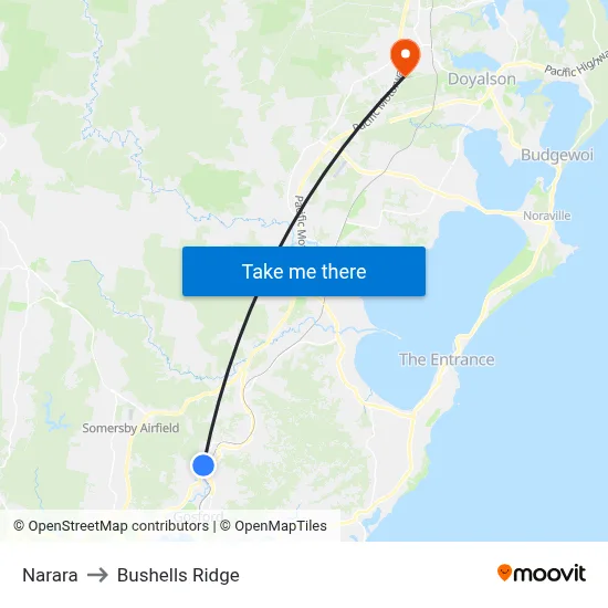 Narara to Bushells Ridge map
