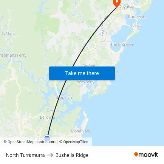 North Turramurra to Bushells Ridge map