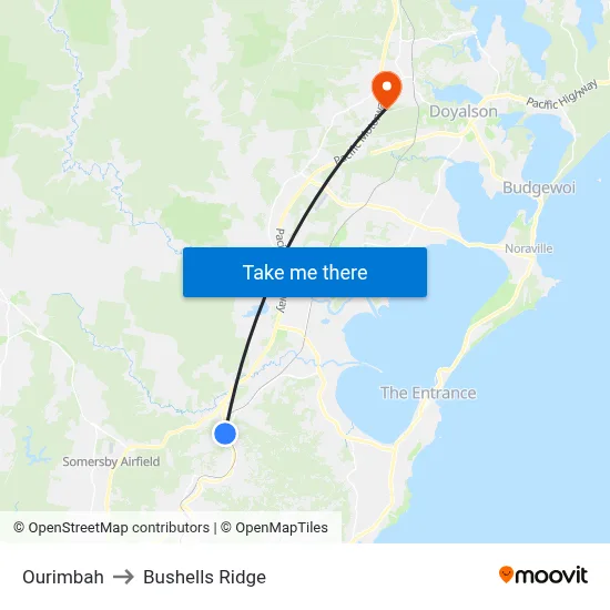 Ourimbah to Bushells Ridge map
