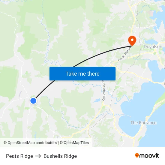 Peats Ridge to Bushells Ridge map