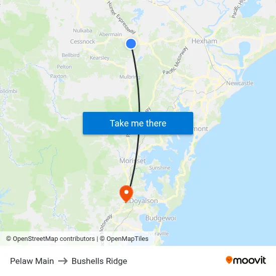 Pelaw Main to Bushells Ridge map