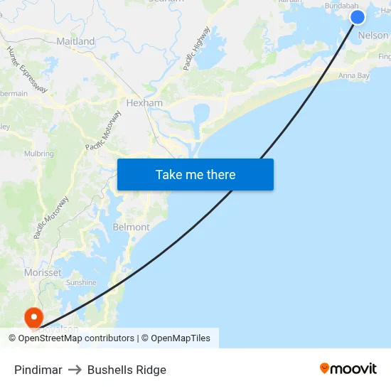 Pindimar to Bushells Ridge map