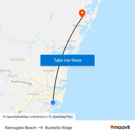Ramsgate Beach to Bushells Ridge map