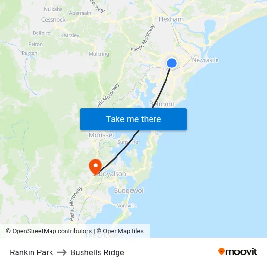 Rankin Park to Bushells Ridge map