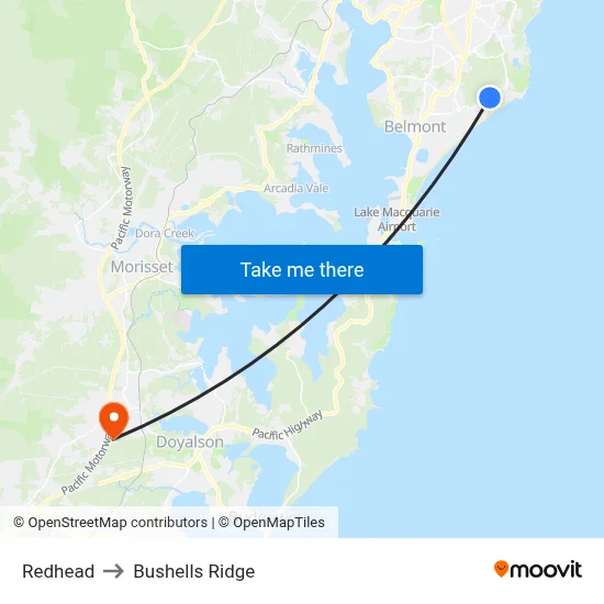 Redhead to Bushells Ridge map