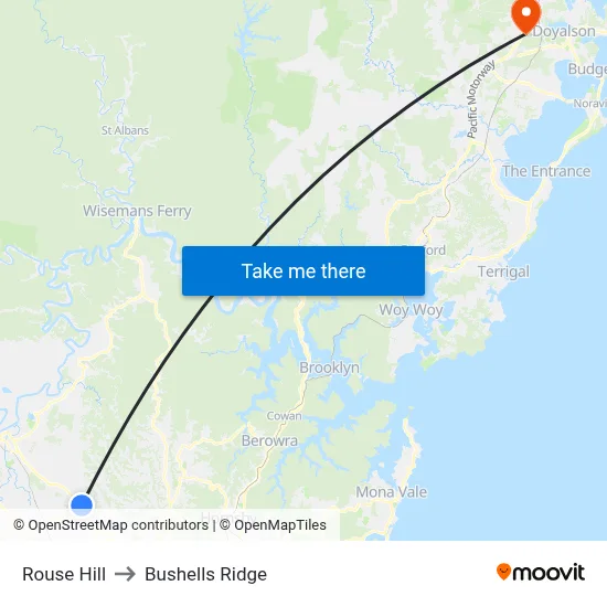 Rouse Hill to Bushells Ridge map