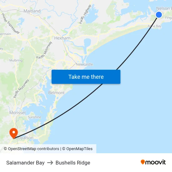 Salamander Bay to Bushells Ridge map