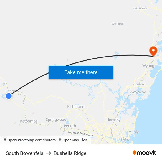 South Bowenfels to Bushells Ridge map