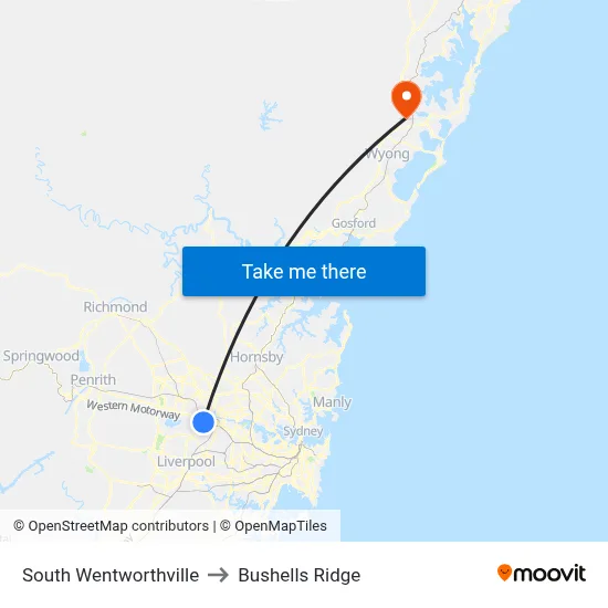 South Wentworthville to Bushells Ridge map