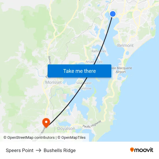 Speers Point to Bushells Ridge map