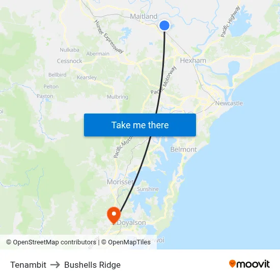 Tenambit to Bushells Ridge map