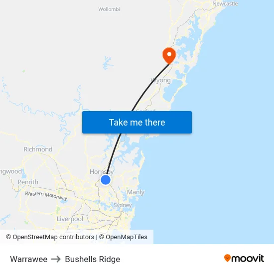 Warrawee to Bushells Ridge map
