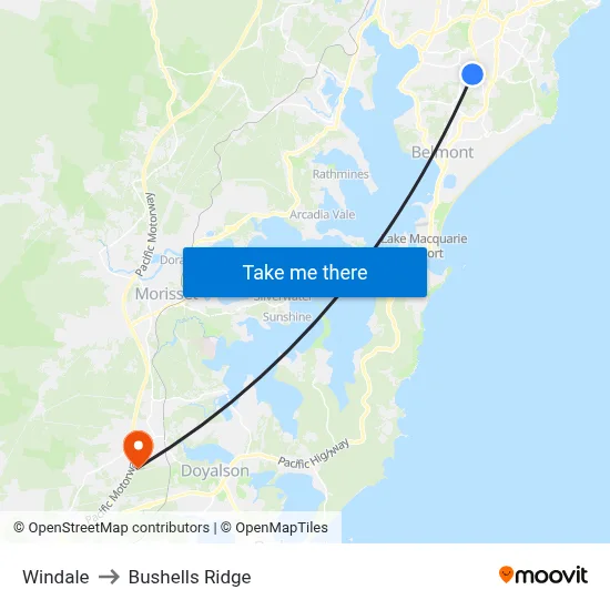 Windale to Bushells Ridge map