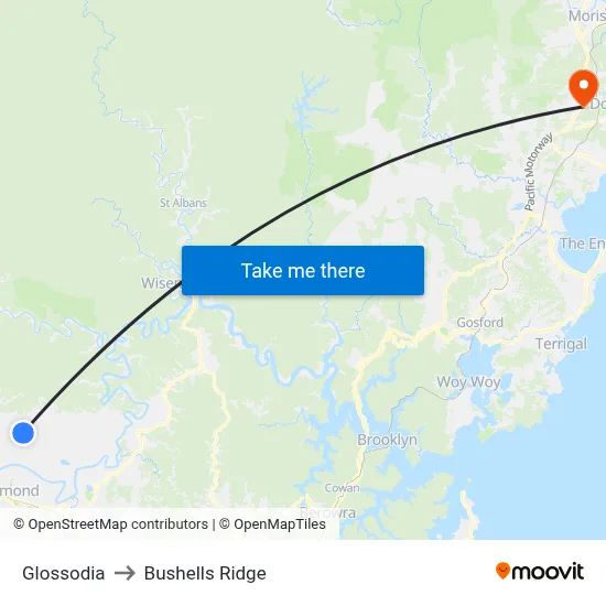 Glossodia to Bushells Ridge map