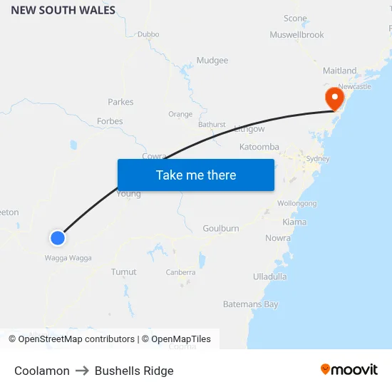 Coolamon to Bushells Ridge map