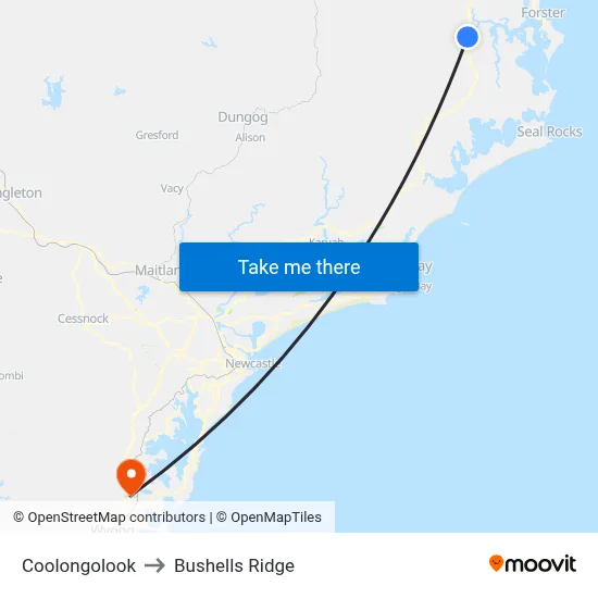 Coolongolook to Bushells Ridge map