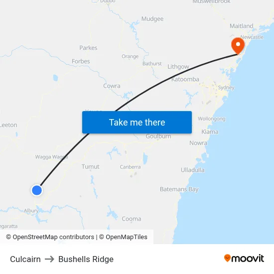 Culcairn to Bushells Ridge map