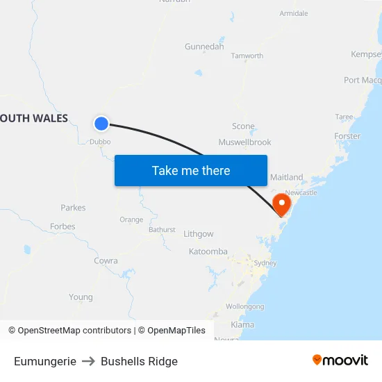 Eumungerie to Bushells Ridge map