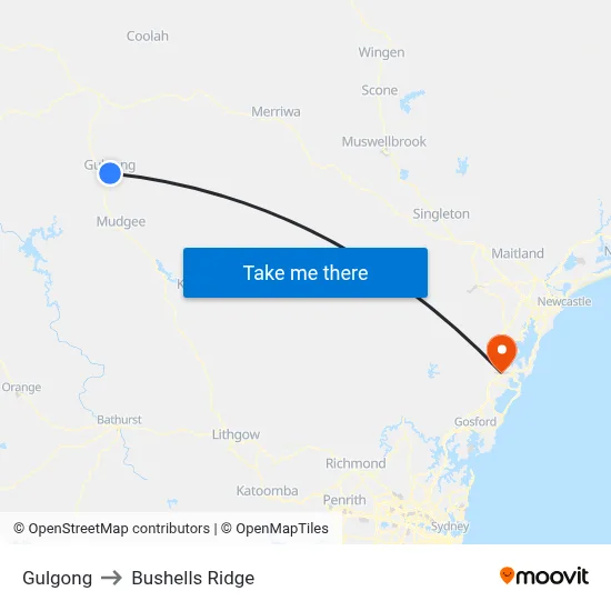 Gulgong to Bushells Ridge map