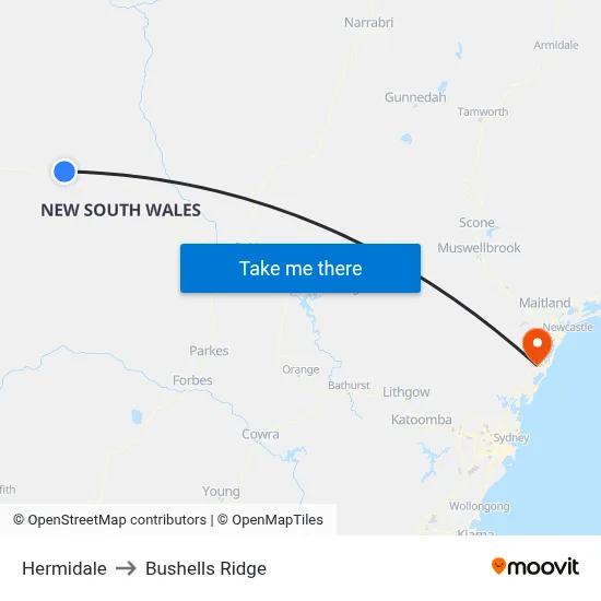 Hermidale to Bushells Ridge map