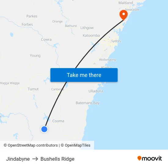 Jindabyne to Bushells Ridge map