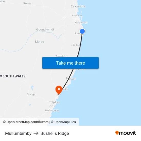 Mullumbimby to Bushells Ridge map