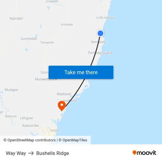 Way Way to Bushells Ridge map