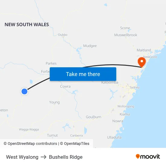 West Wyalong to Bushells Ridge map