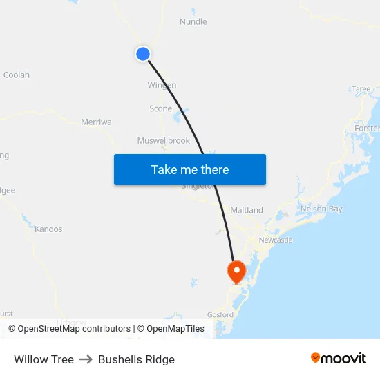 Willow Tree to Bushells Ridge map