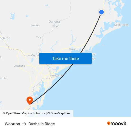Wootton to Bushells Ridge map