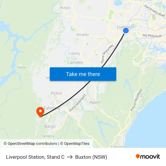 Liverpool Station, Stand C to Buxton (NSW) map