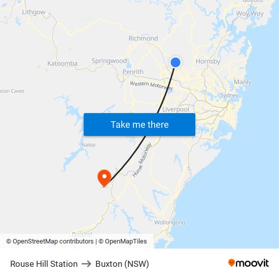 Rouse Hill Station to Buxton (NSW) map