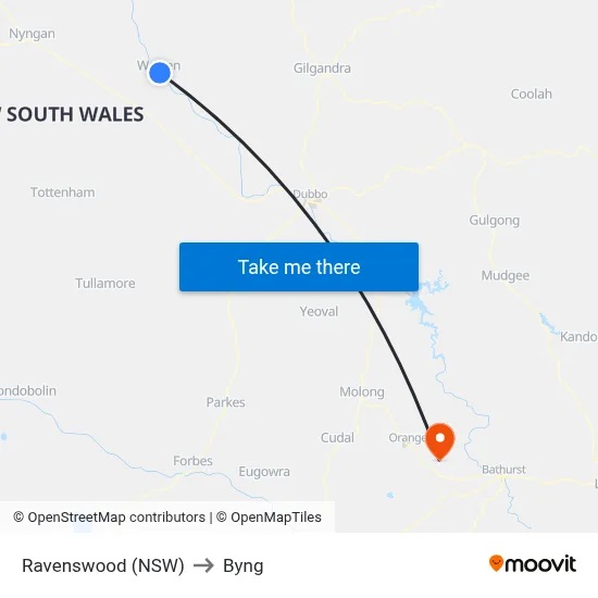 Ravenswood (NSW) to Byng map