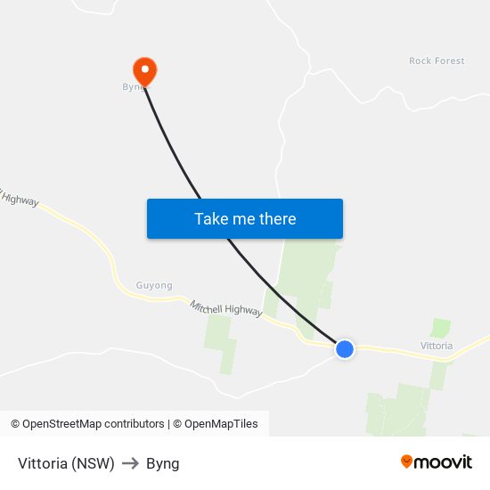 Vittoria (NSW) to Byng map