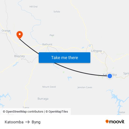 Katoomba to Byng map