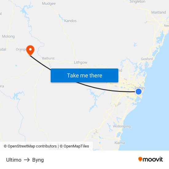 Ultimo to Byng map